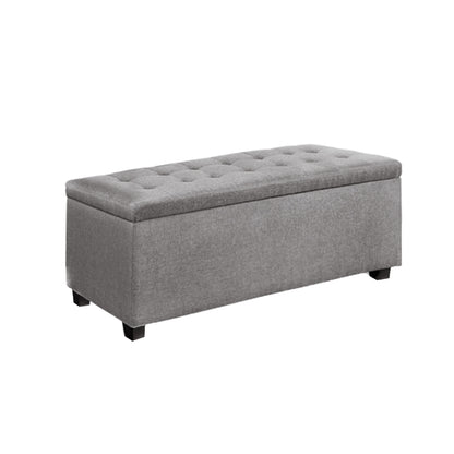 Storage Ottoman Blanket Box 97Cm Linen Light Grey