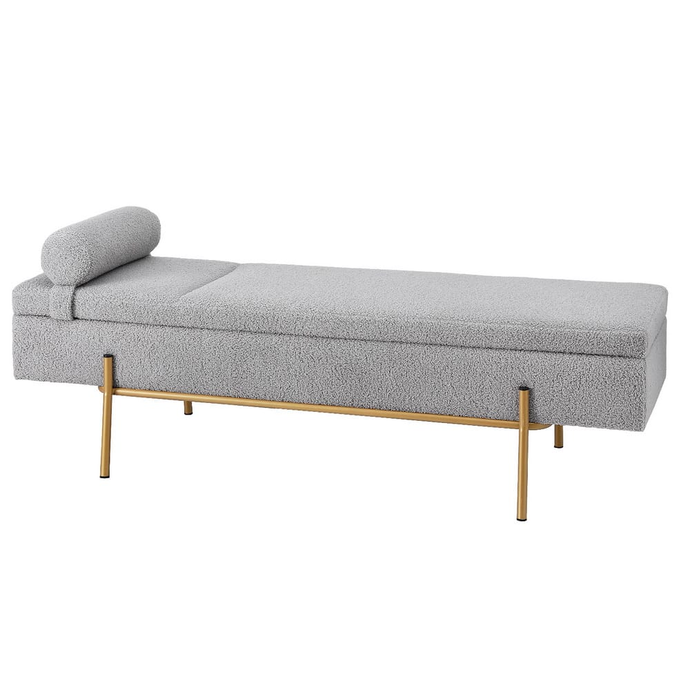 Storage Ottoman Foot Stool Grey 140x48x41cm