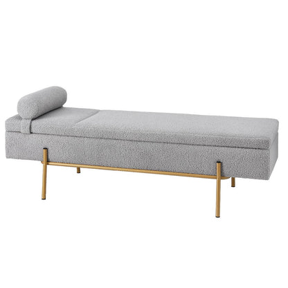 Storage Ottoman Foot Stool Grey 140x48x41cm