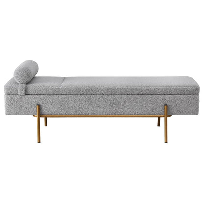Storage Ottoman Foot Stool Grey 140x48x41cm