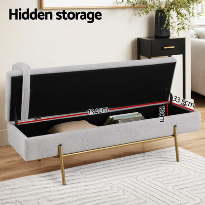 Storage Ottoman Foot Stool Grey 140x48x41cm