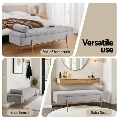 Storage Ottoman Foot Stool Grey 140x48x41cm