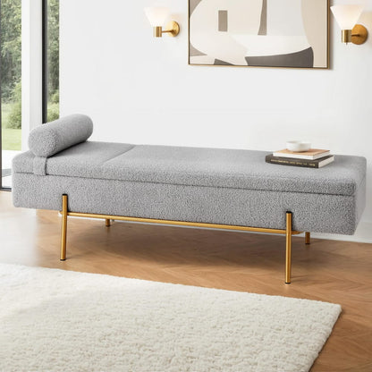 Storage Ottoman Foot Stool Grey 140x48x41cm