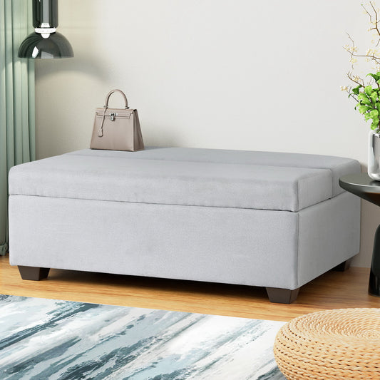 Ottoman Storage Sofa Bed 112cm Foldable Grey