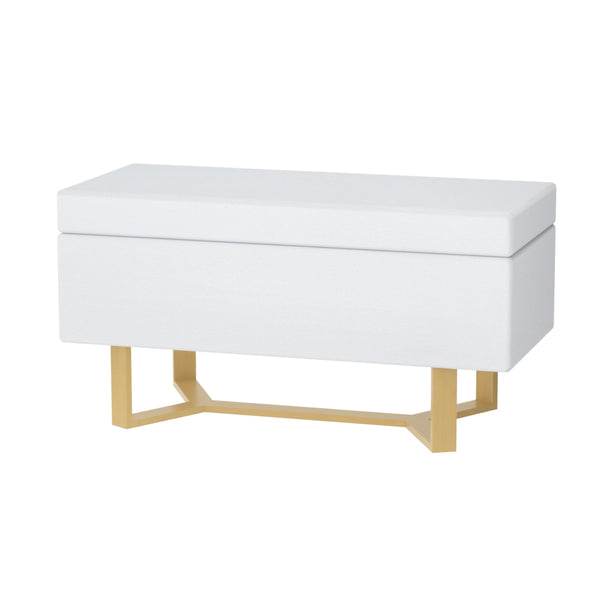  Storage Ottoman Blanket Box Criss-cross Linen White