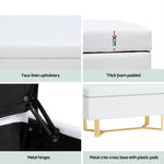 Storage Ottoman Blanket Box Criss-cross Linen White