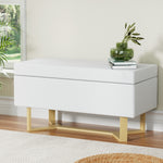 Storage Ottoman Blanket Box Criss-cross Linen White