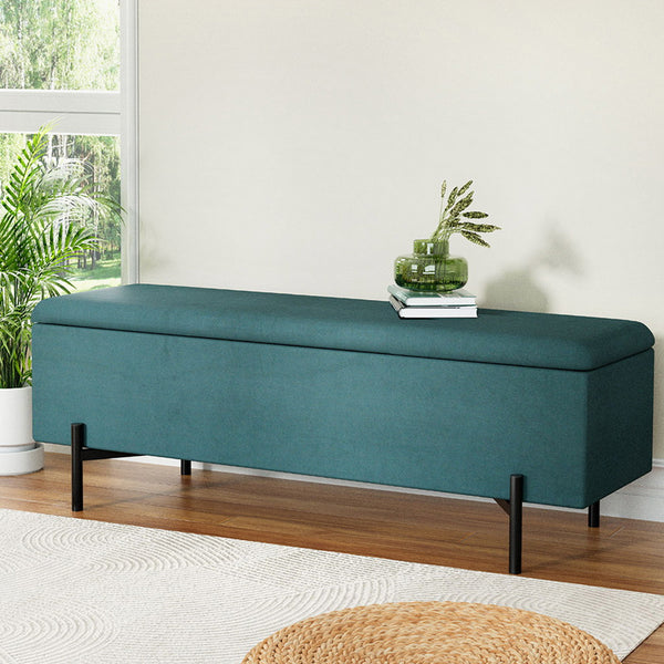  Storage Ottoman Blanket Box 140cm Velvet Green