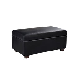 Storage Ottoman Blanket Box 80Cm Leather Black