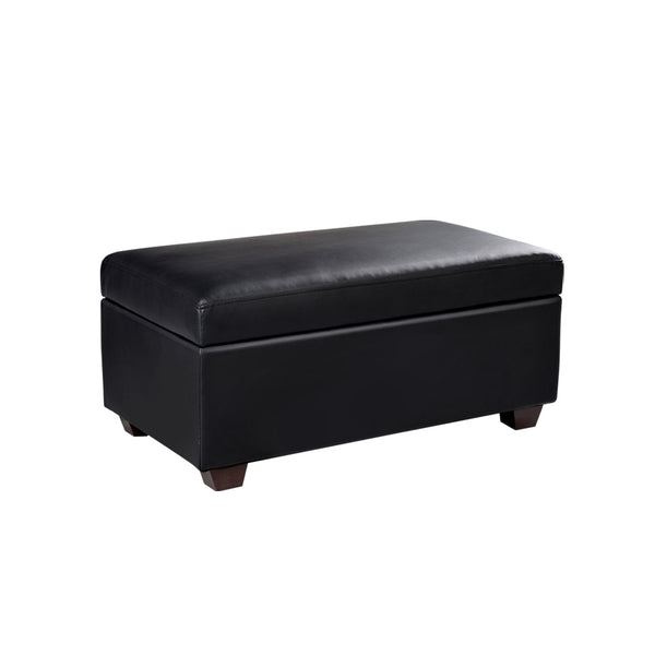  Storage Ottoman Blanket Box 80Cm Leather Black