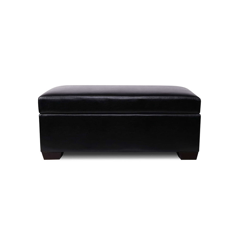 Storage Ottoman Blanket Box 80Cm Leather Black