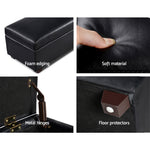 Faux PU Leather Storage Ottoman - Black