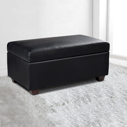 Storage Ottoman Blanket Box 80Cm Leather Black
