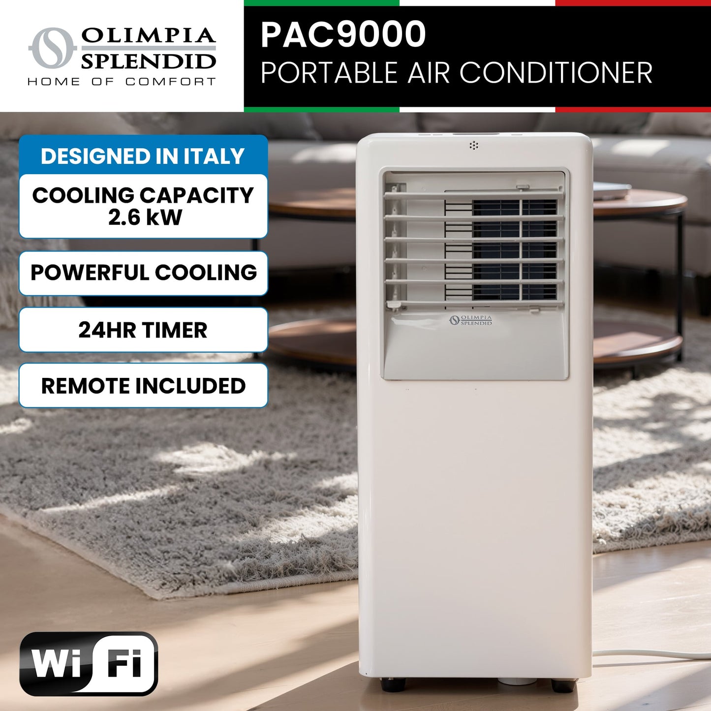 Portable Air Conditioner 2.6kW Wifi 67.5x28.4x29cm