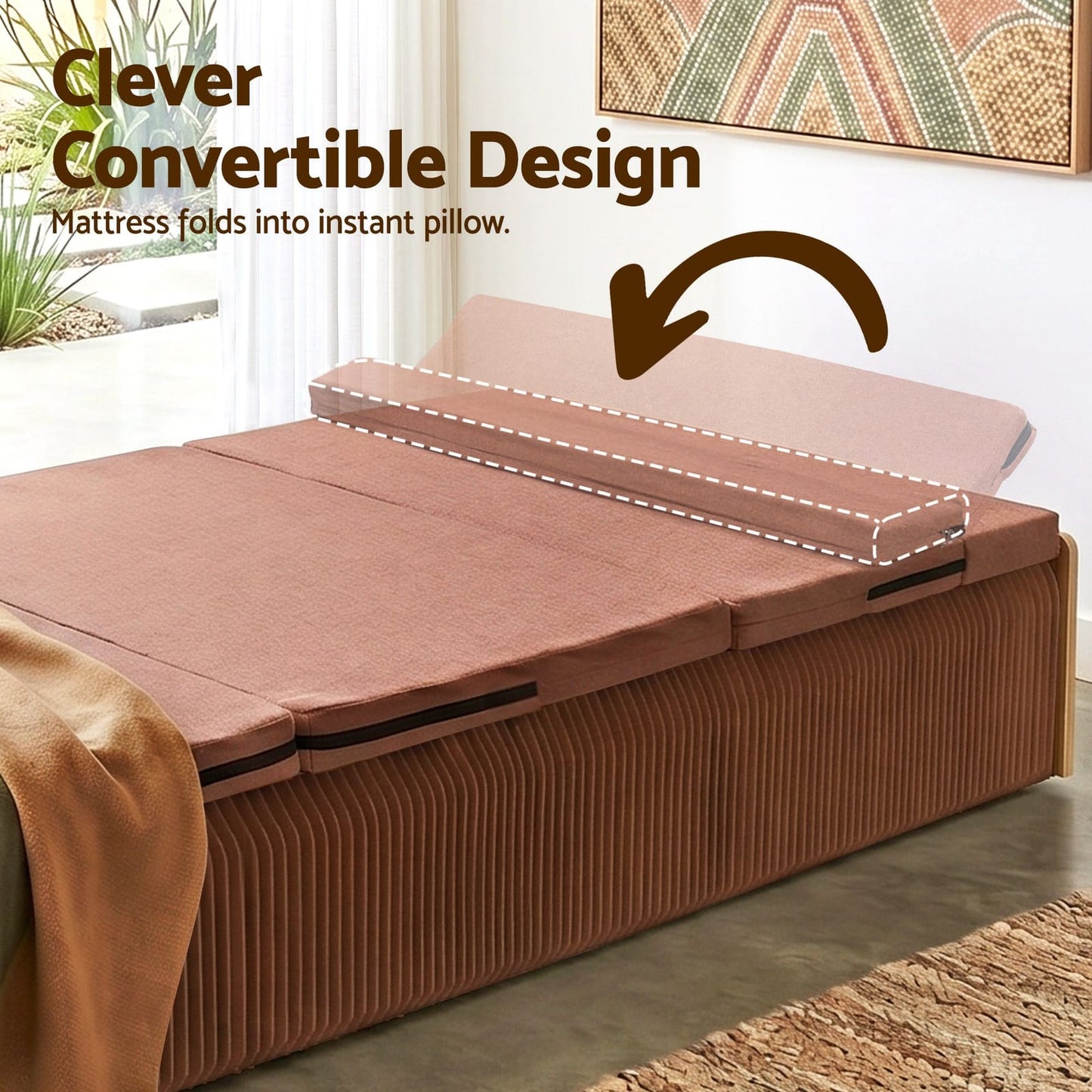 Folding Bed Frame Brown 300kg 200x120cm