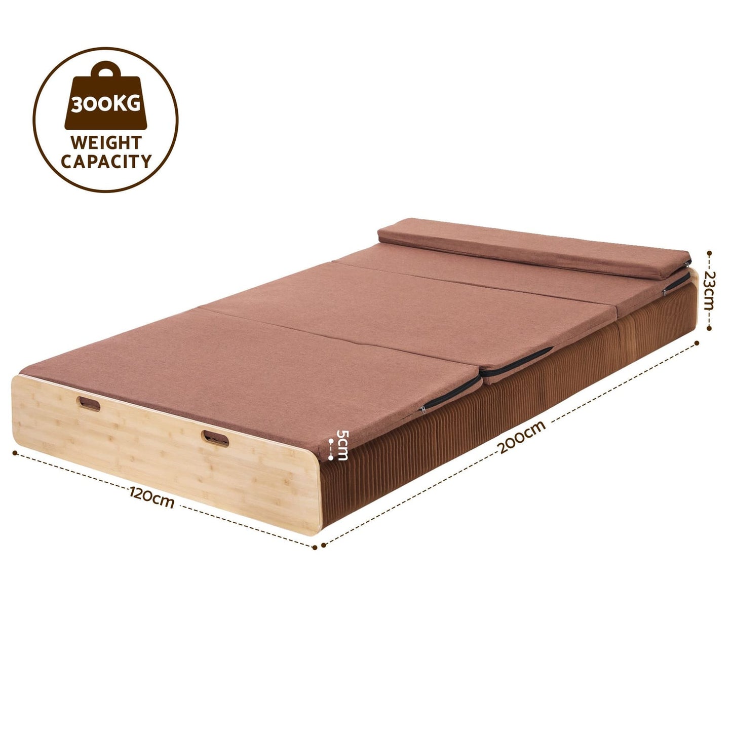 Folding Bed Frame Brown 300kg 200x120cm