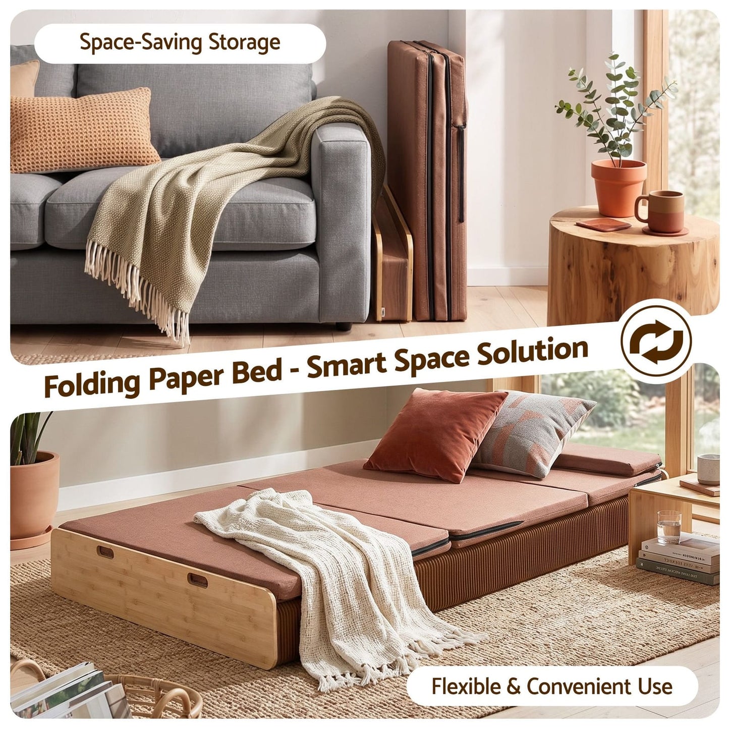 Folding Bed Frame Brown 300kg 200x120cm