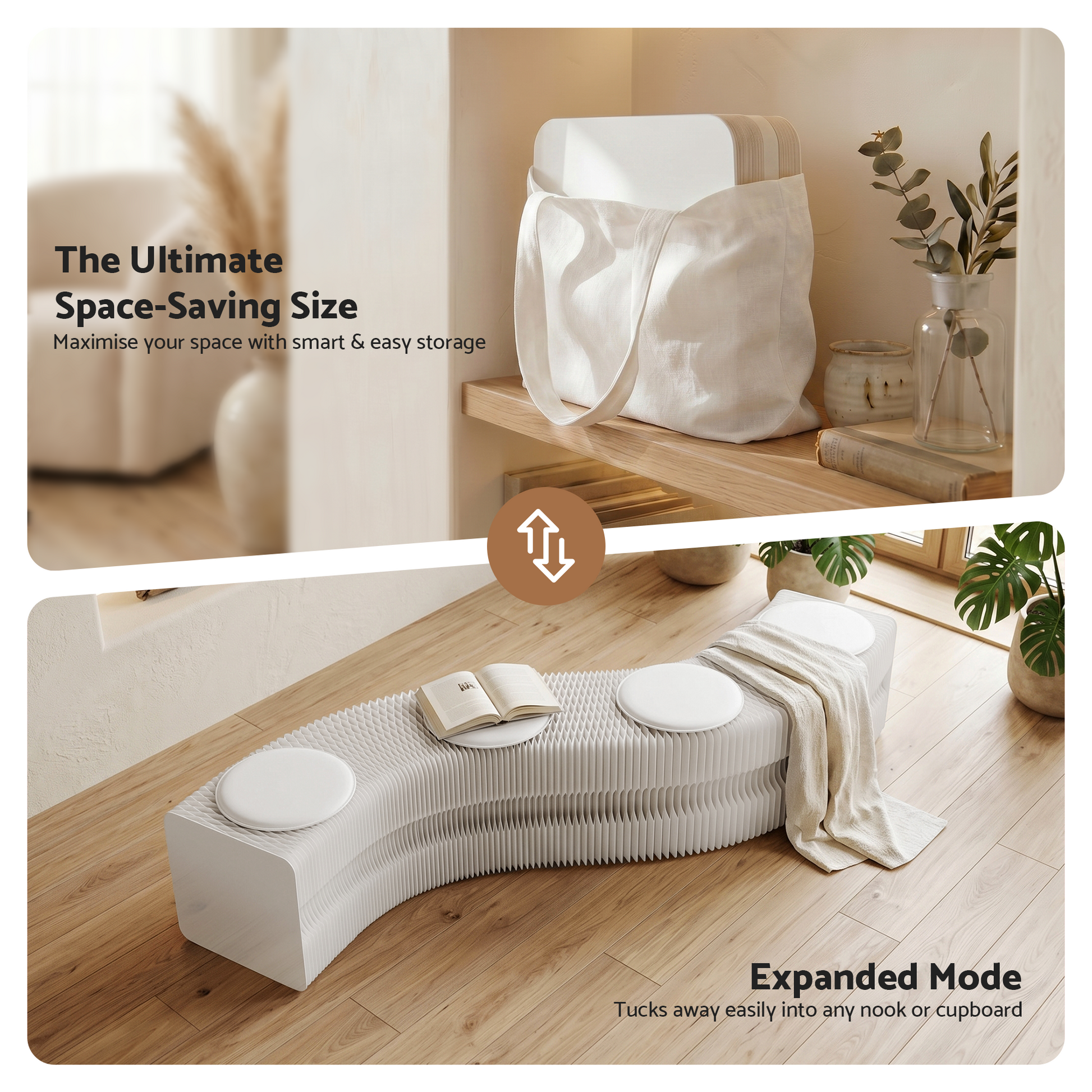 Accordion Folding Bench 4 Seat PU Cushions | HomeAndLiving - 5