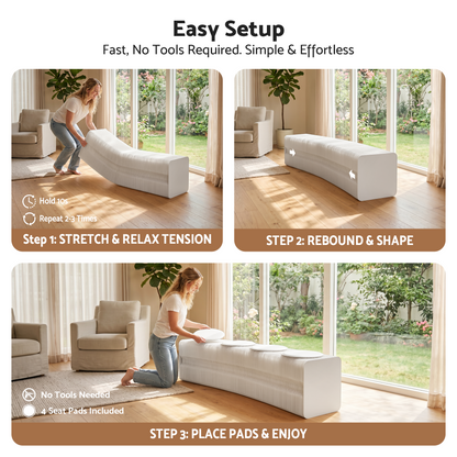Accordion Folding Bench 4 Seat PU Cushions | HomeAndLiving - 6