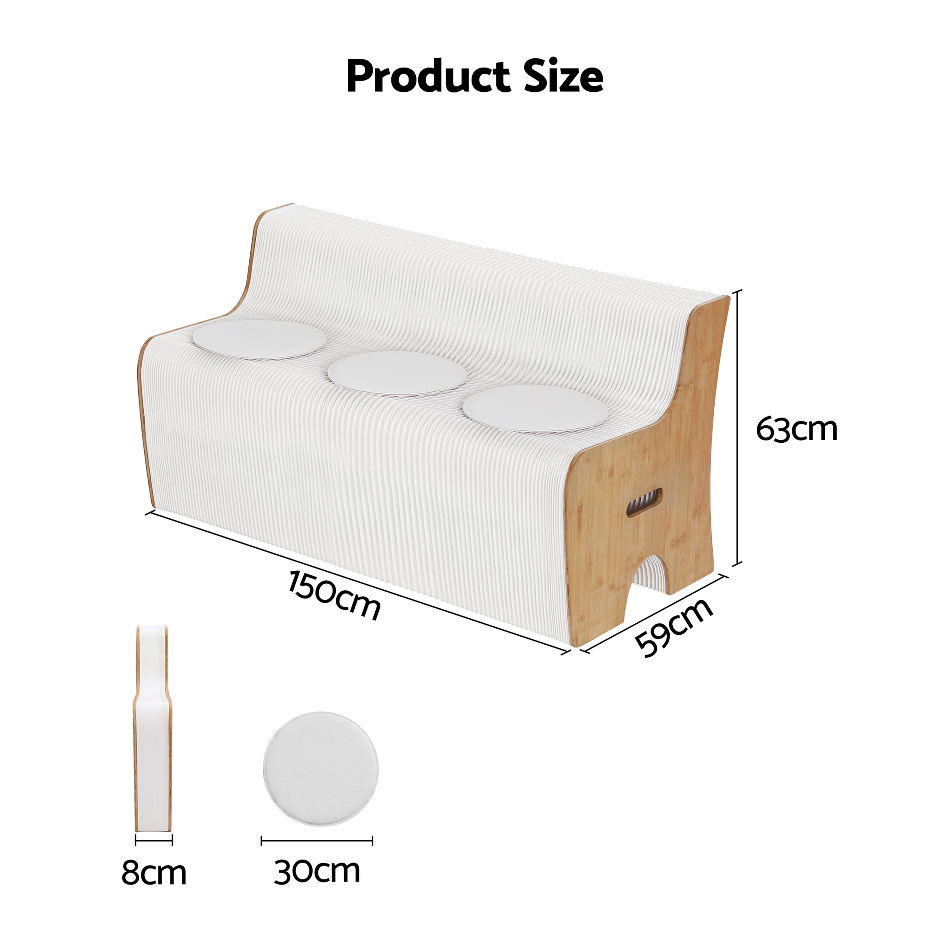 Folding Paper Sofa 3 Seater 300kg Bench | HomeAndLiving - 4