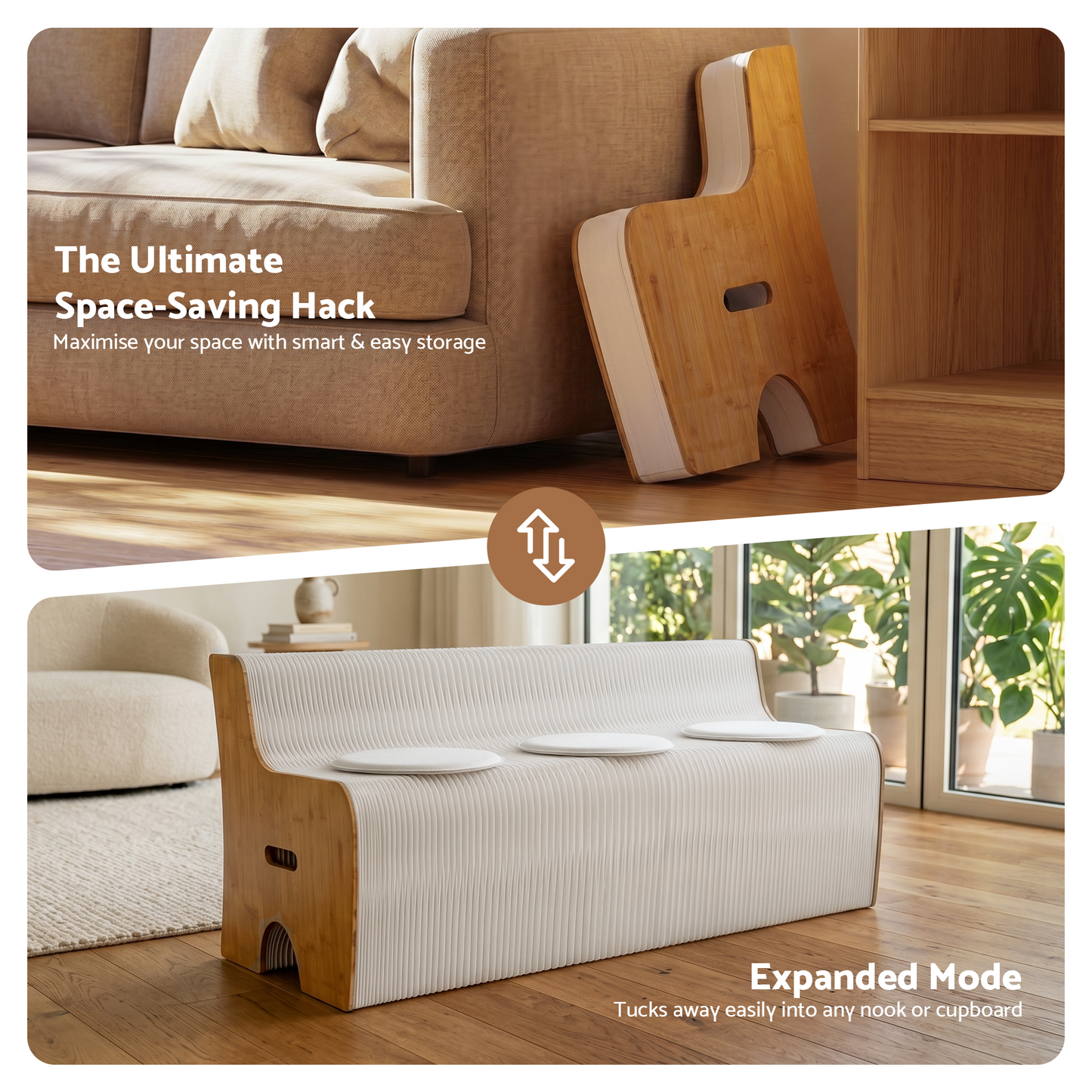 Folding Paper Sofa 3 Seater 300kg Bench | HomeAndLiving - 2