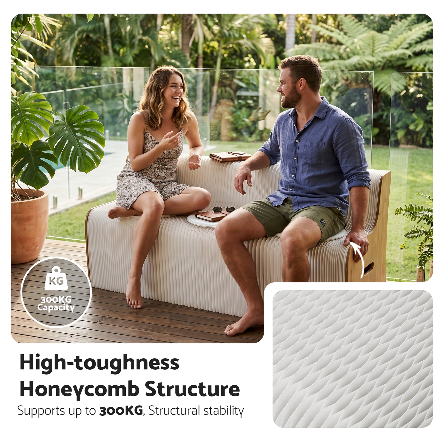 Folding Paper Sofa 3 Seater 300kg Bench | HomeAndLiving - 7