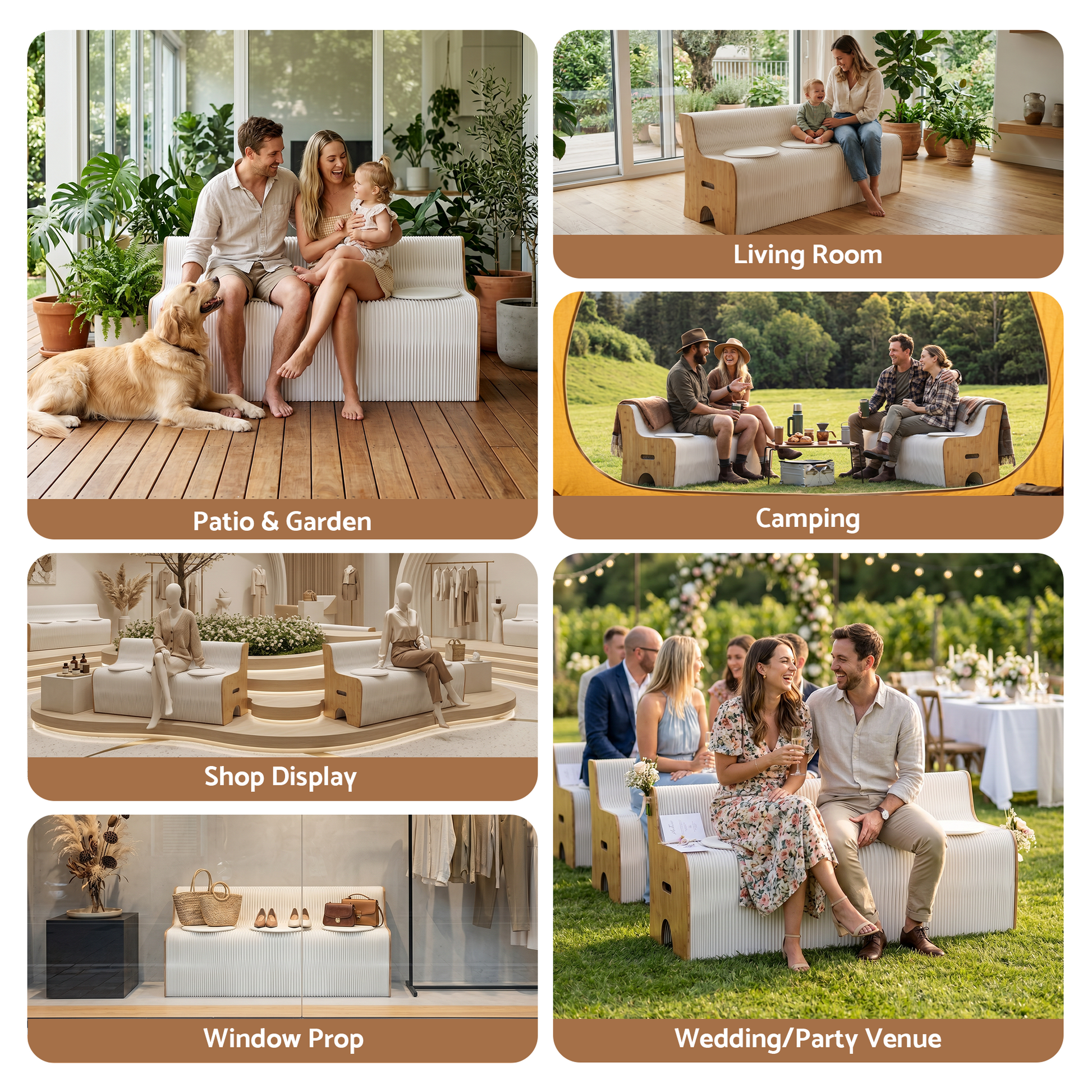 Folding Paper Sofa 3 Seater 300kg Bench | HomeAndLiving - 8