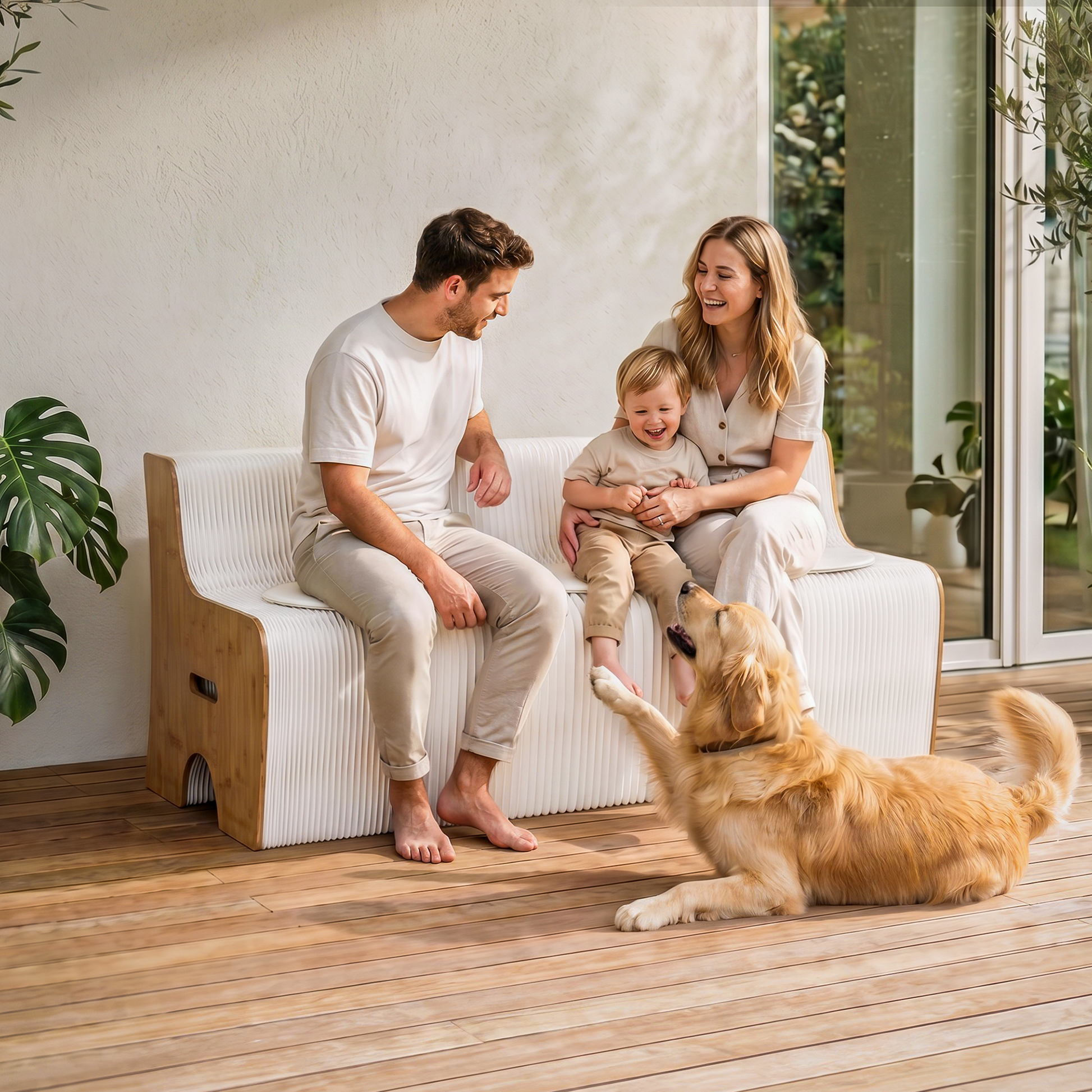 Folding Paper Sofa 3 Seater 300kg Bench | HomeAndLiving