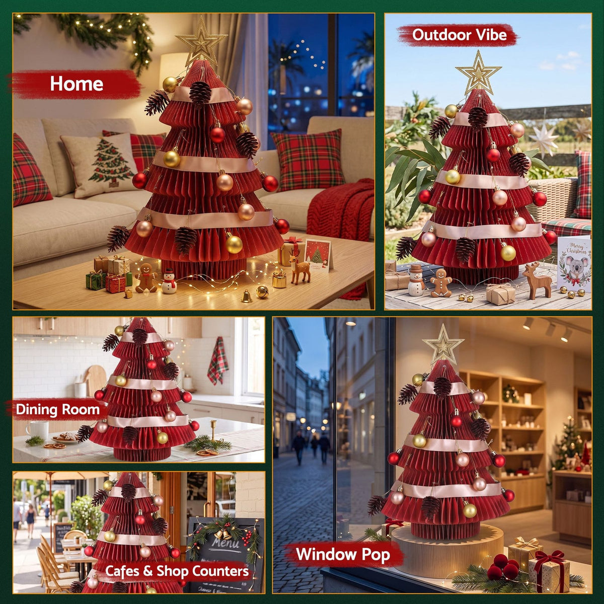 Christmas Tree 2X Folding Decor 28x38cm