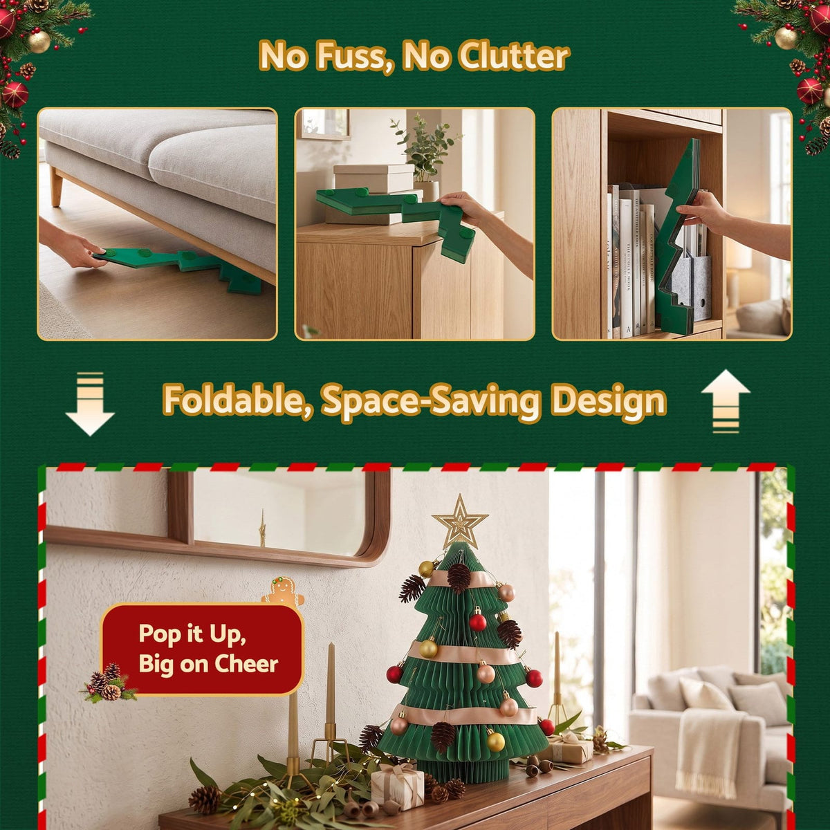 Christmas Tree 2X Folding Decor 28x38cm