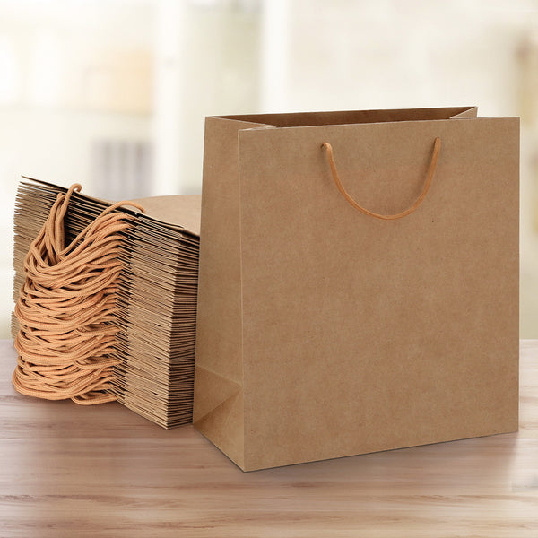  50Pcs Reusable Brown Kraft Paper Gift Bags