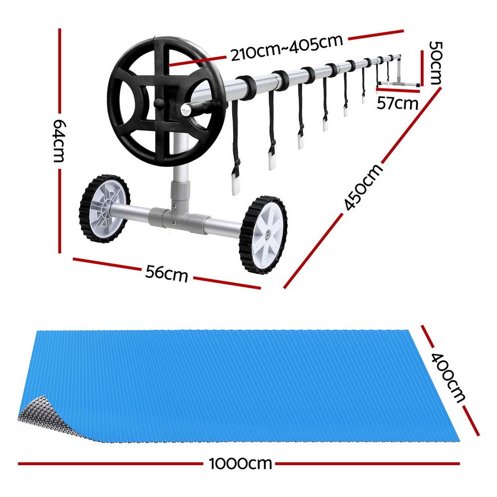 Pool Cover 500 Micron 10X4M Silver Swimming Pool Solar Blanket 4M Roller