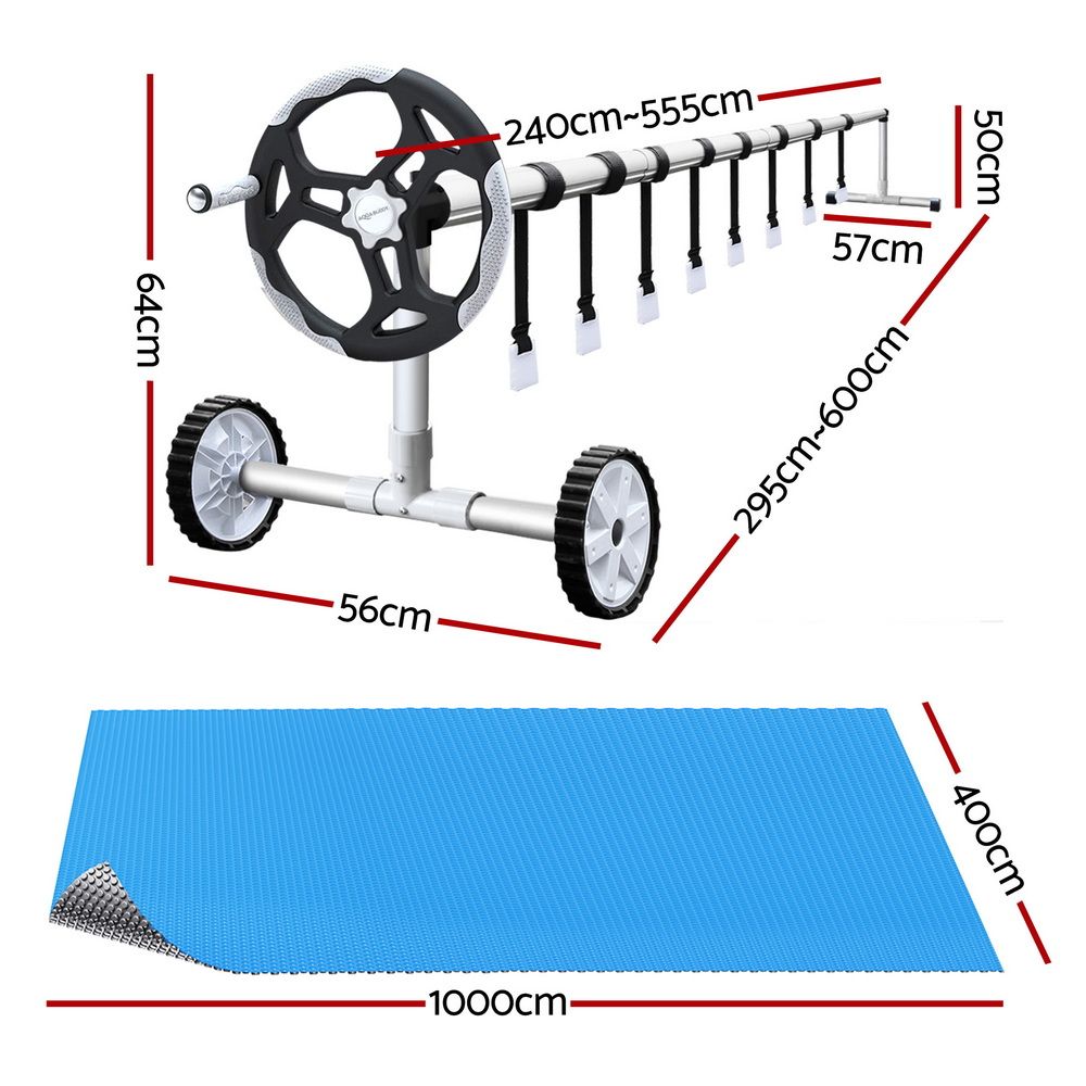 Pool Cover 500 Micron 10X4M Silver Swimming Pool Solar Blanket 5.5M Roller