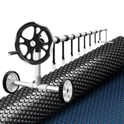 Pool Cover 600 Micron 10x4m w/ Roller 5.55m Swimming Pools Black Solar Blanket