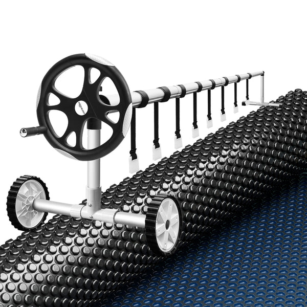  Pool Cover 600 Micron 10x4m w/ Roller 5.55m Swimming Pools Black Solar Blanket