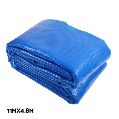 Pool Cover 500 Micron 11X4.8M Silver Swimming Pool Solar Blanket 5.5M Blue Roller - 11×4.8m