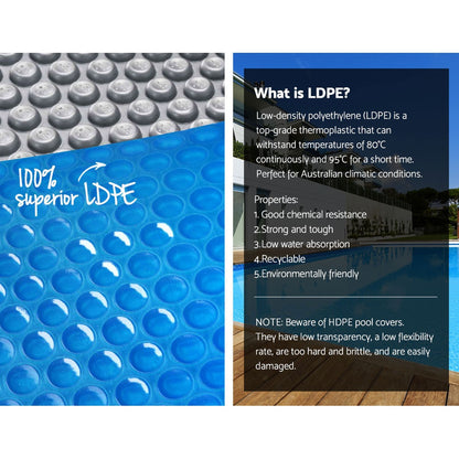 Pool Cover 500 Micron 11X4.8M Silver Swimming Pool Solar Blanket 5.5M Blue Roller - 11×4.8m