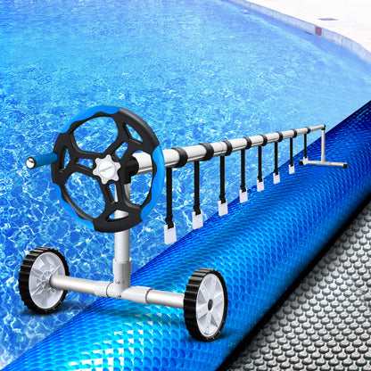Pool Cover 500 Micron 11X4.8M Silver Swimming Pool Solar Blanket 5.5M Blue Roller - 11×4.8m