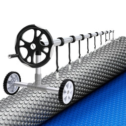 Pool Cover 600 Micron 11x6.2m w/ Roller 6.55m Swimming Pools Solar Blanket