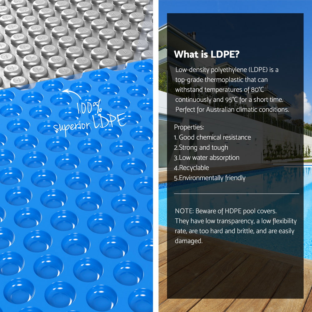 Pool Cover 600 Micron 11x6.2m w/ Roller 6.55m Swimming Pools Solar Blanket