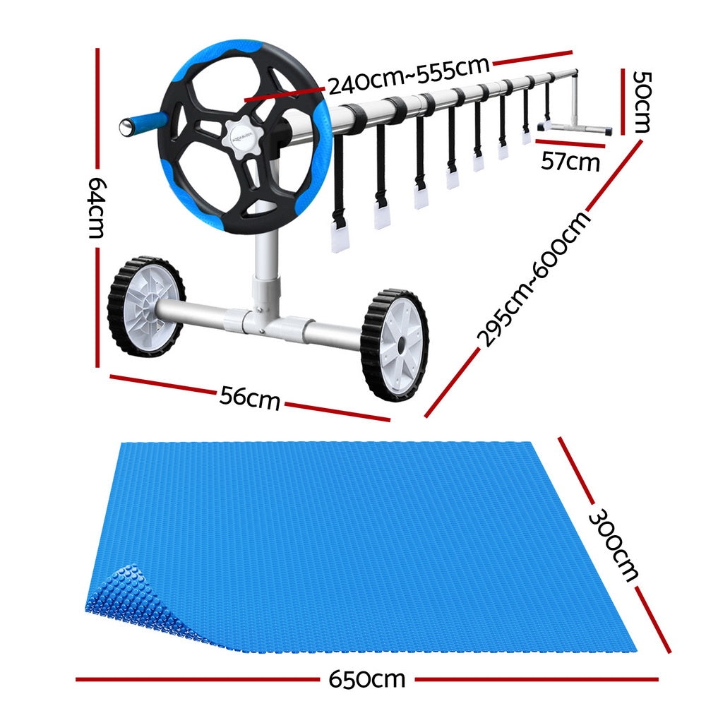 Pool Cover 600 Micron 6.5x3m w/ Roller 5.55m Swimming Pools Solar Blanket