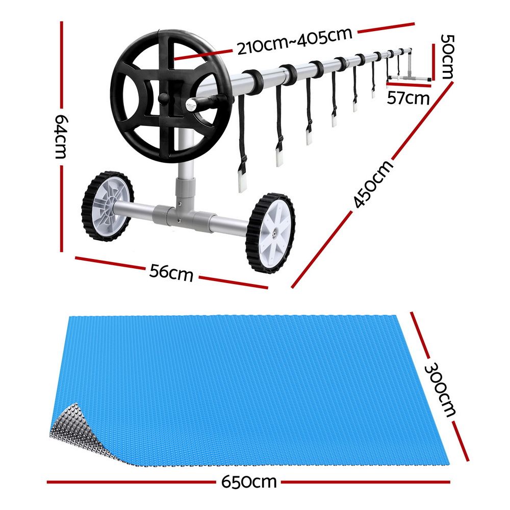 Pool Cover 500 Micron 6.5X3M Silver Swimming Pool Solar Blanket 4M Roller