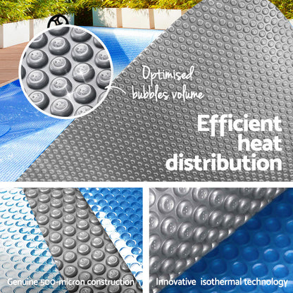 Pool Cover 500 Micron 7X4M Swimming Pool Solar Blanket Blue Silver