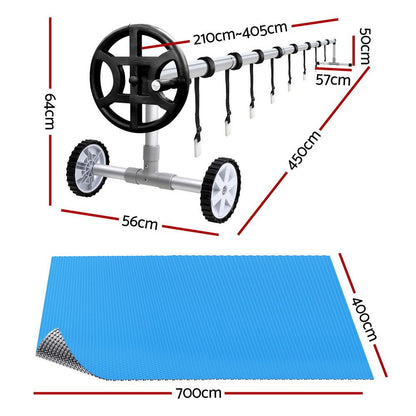 Pool Cover 500 Micron 7X4M Silver Swimming Pool Solar Blanket 4M Roller