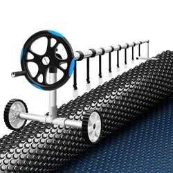 Pool Cover 7x4m 600 Micron w/ Roller 5.55m Black Solar Blanket