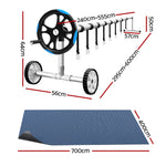 Pool Cover 7x4m 600 Micron w/ Roller 5.55m Black Solar Blanket