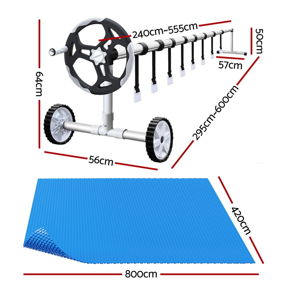 Pool Cover 8X4.2M 400 Micron Blue Swimming Pool Solar Blanket 5.5M Roller