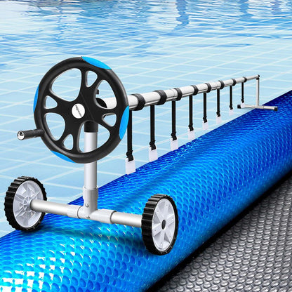 Pool Cover 500 Micron 8X4.2M Silver Swimming Pool Solar Blanket 5.5M Blue Roller