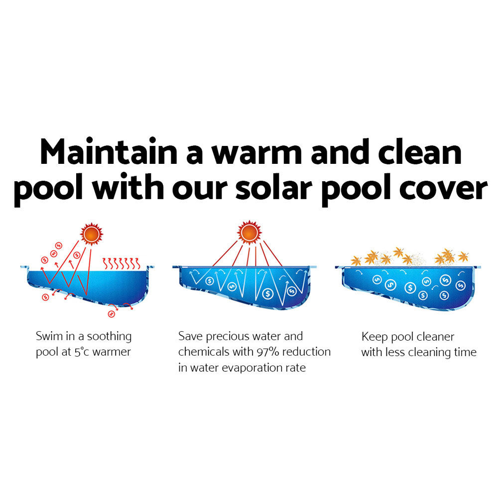Pool Cover 8X4.2M 400 Micron Swimming Pool Solar Blanket Blue Silver