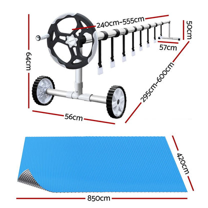 Pool Cover 500 Micron 8.5X4.2M Swimming Pool Solar Blanket 5.5M Roller